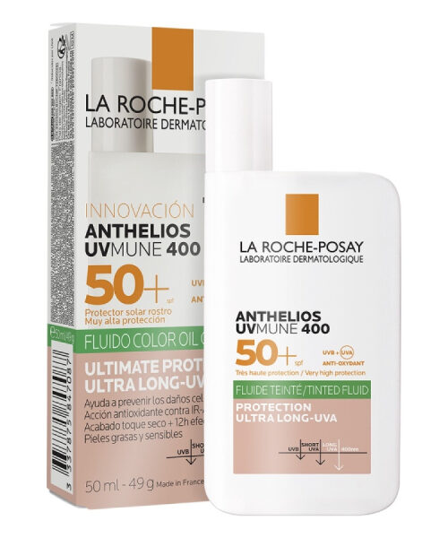 LA ROCHE POSAY ANTHELIOS UV MUNE 400 OIL CONTROL FLUIDO CON COLOR FPS50+ PARA PIEL MIXTA A GRASA 50ML