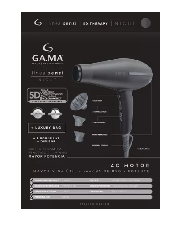 GAMA SECADOR TEMPO 5D SENSI NIGHT - Imagen 2