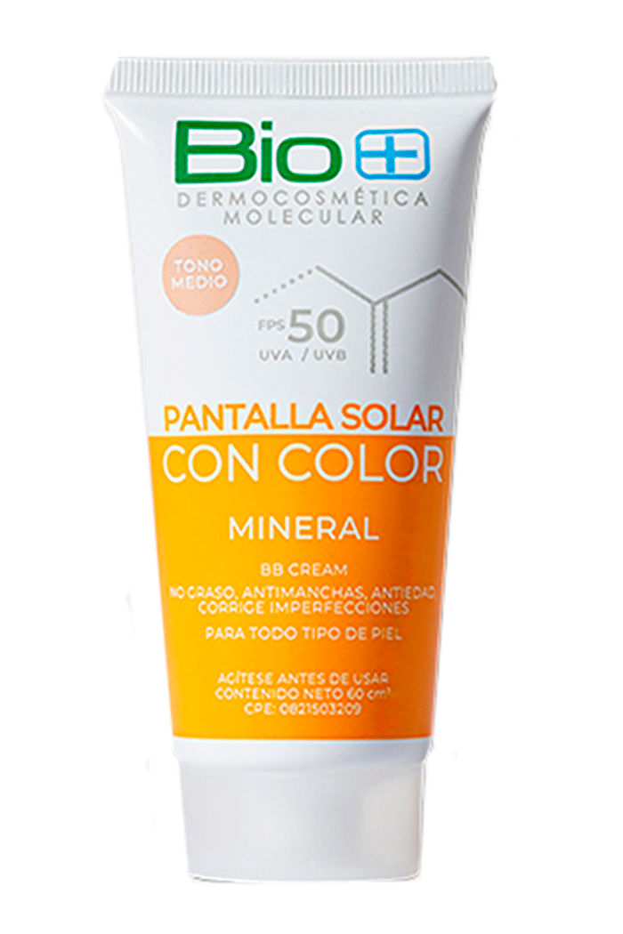 BIO+ PROTECTOR SOLAR MINERAL CON COLOR TONO MEDIO FPS 50 60ML