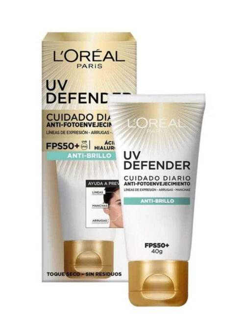 LOREAL PARÍS PROTECTOR SOLAR UV DEFENDER ANTIBRILLO SIN COLOR FPS50 40ML