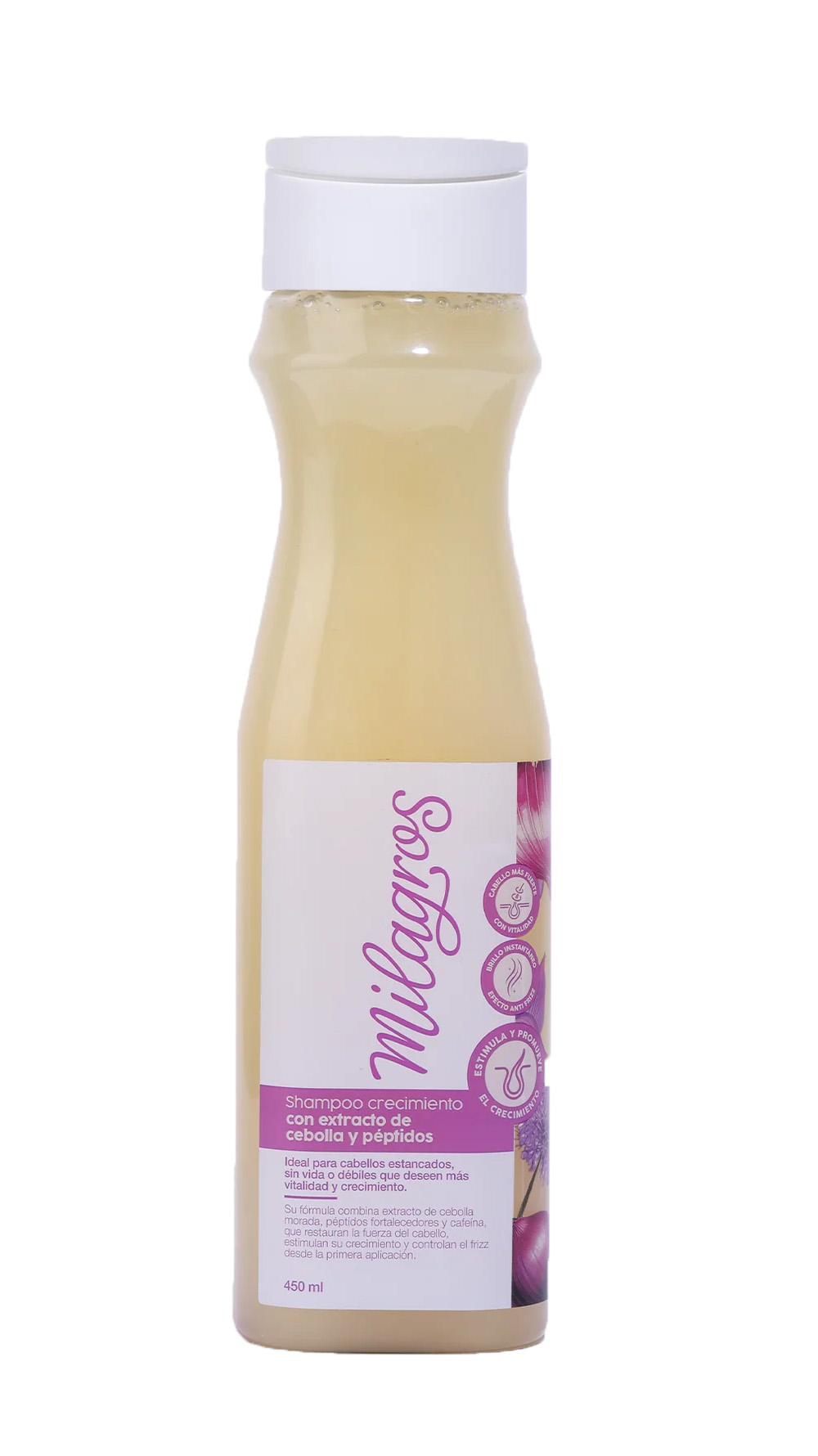MILAGROS SHAMPOO CRECIMIENTO CON EXTRACTO DE PEBOLLA Y PÉPTIDOS 450ML