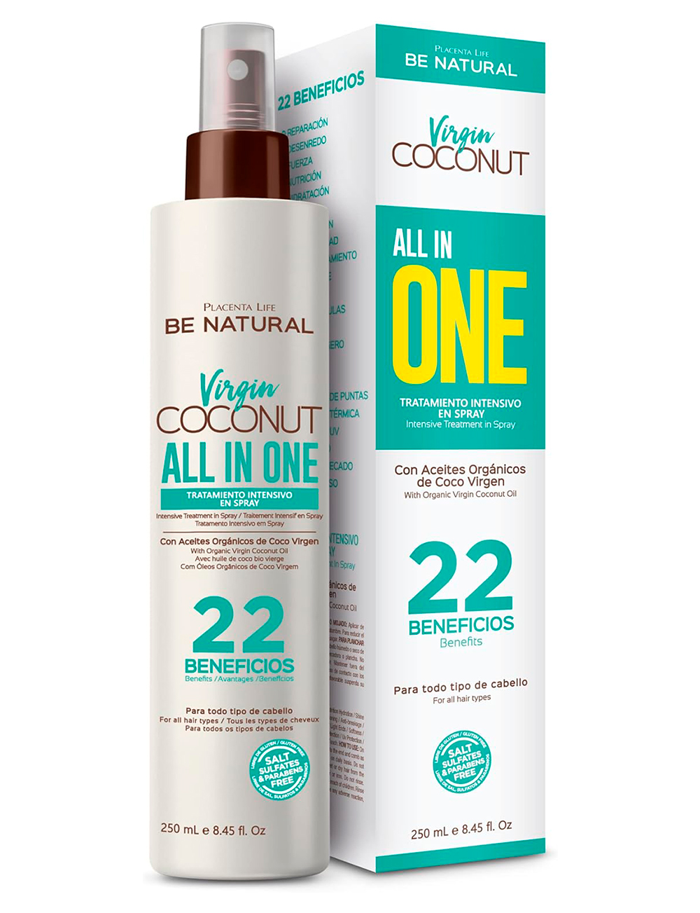 BE NATURAL ACONDICIONADOR TRATAMIENTO INTENSIVO ALL IN ONE VIRGIN COCONUT 250ML - Imagen 2